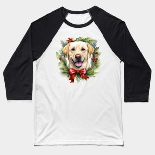 Christmas Labrador Retriever Dog Wreath Baseball T-Shirt
